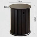 Stackable round iron dining stool in a modern style, shown in a choice of four colours.