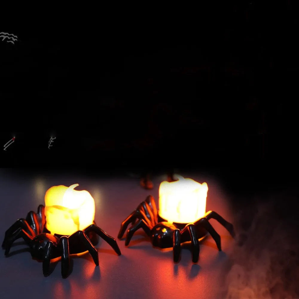Halloween plastic spider candlestick ornament with battery operation