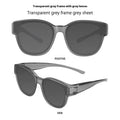 Women's polarised sunglasses with TR frame in black and transparent options with coloured lenses.