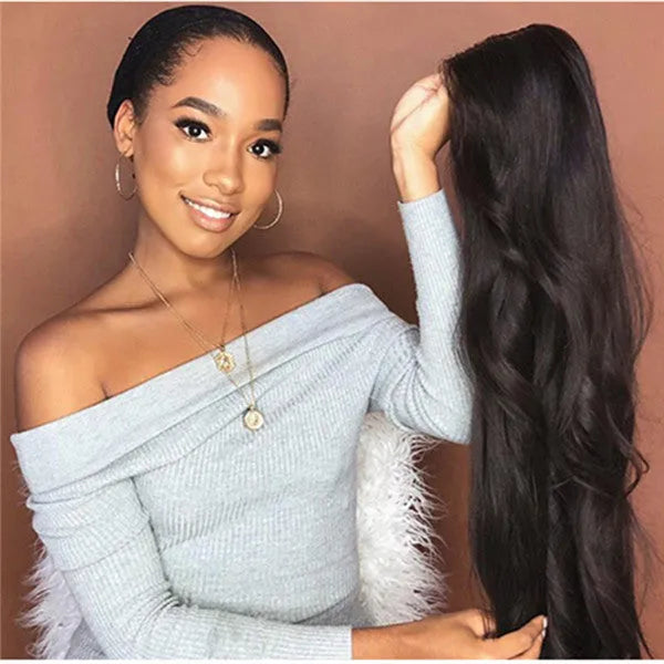 Black explosive wig with 65cm long realistic curls and oblique bangs for women