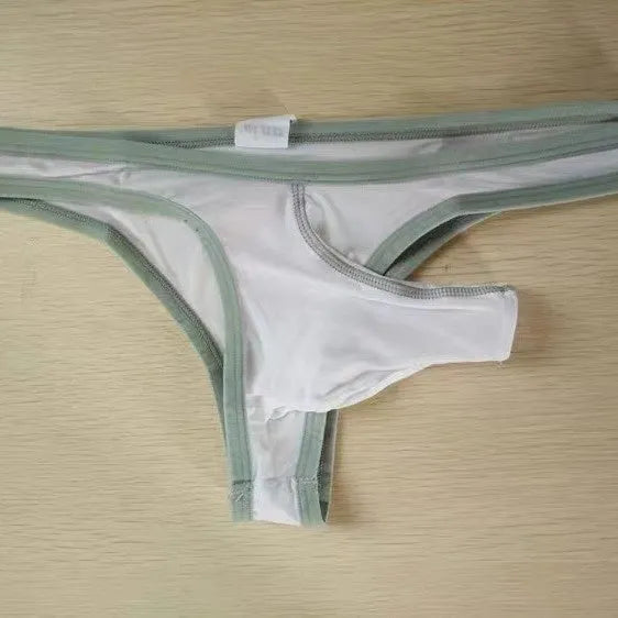 Men's Ice Silk fabric briefs in multiple colours including Army Green and Sky Blue.