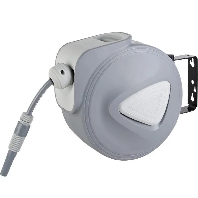Automatic retractable hose reel water drum with 10 metre PVC pipe in compact housing