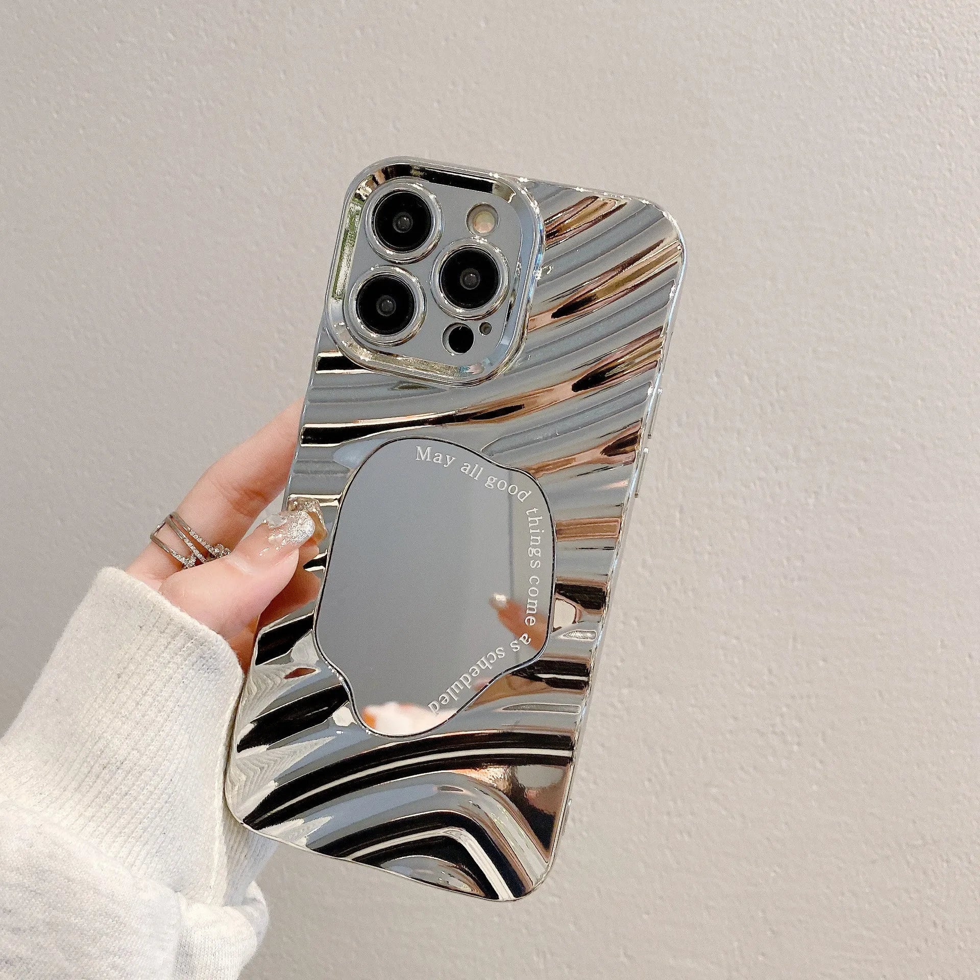 Silver grey water ripple mirror TPU phone case for Apple iPhone with drop-resistant all-inclusive design