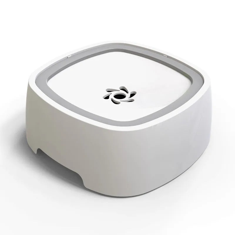 Portable dog bowl 1.5 L floating splash-proof ABS PP in white grey blue pink, 22.5 x 18.5 x 7.8 cm