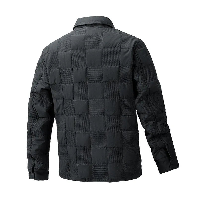 Men's quilted cotton coat jacket with polo collar in army green colour option