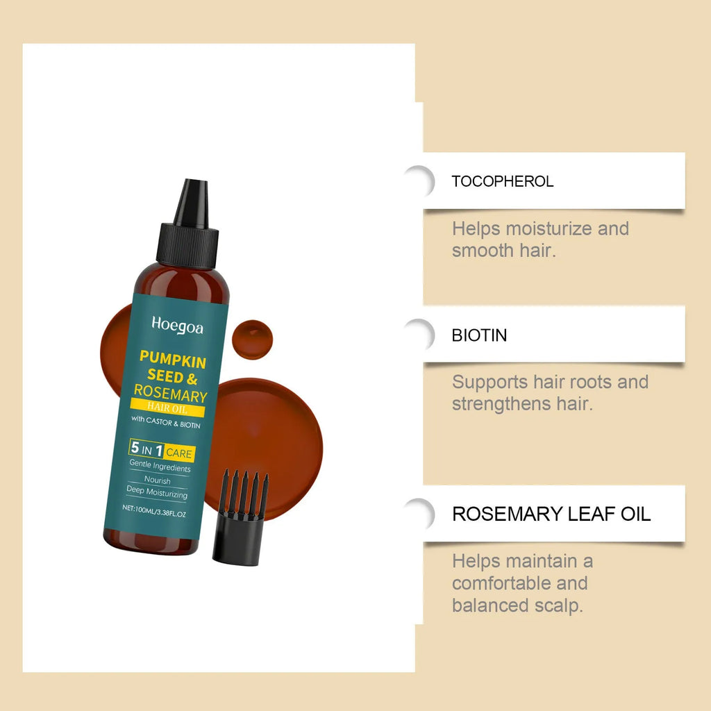 Rosemary hair oil 100ml bottle with pointed nozzle and detangling comb set
