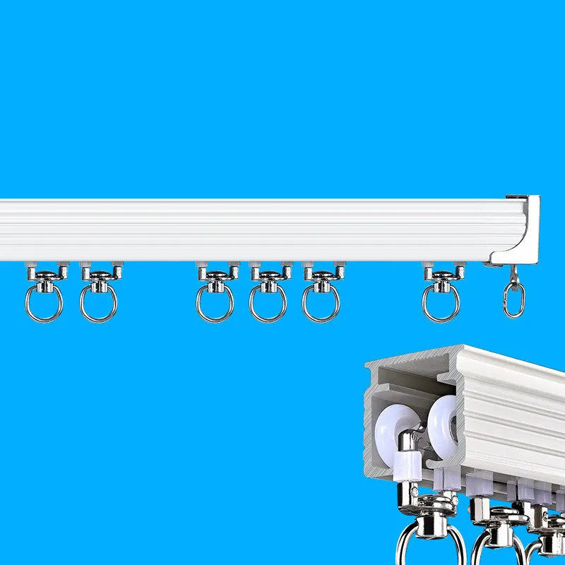 Motorised aluminium curtain track kit with remote control transmitter and silent pulley system for automated curtain operation
