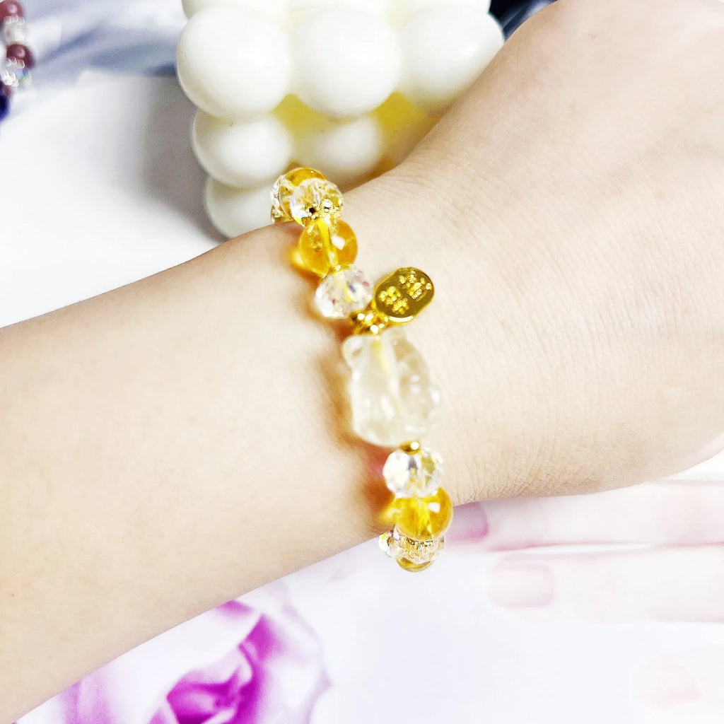 Handmade natural citrine nine-tail fox bracelet for women with original crystal design