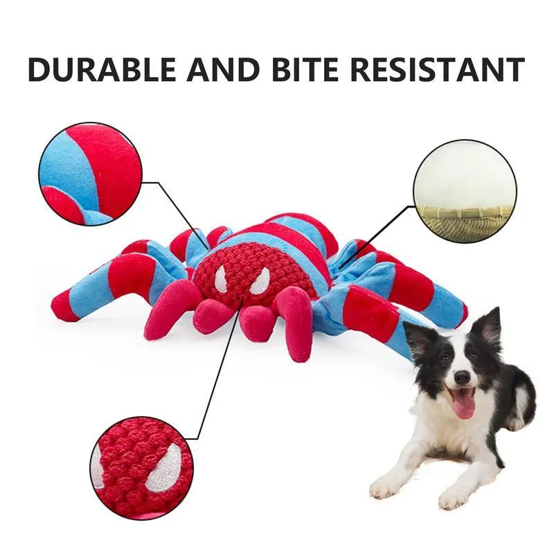 Red teddy bear plush dog toy with textured surface for medium and large breed dogs