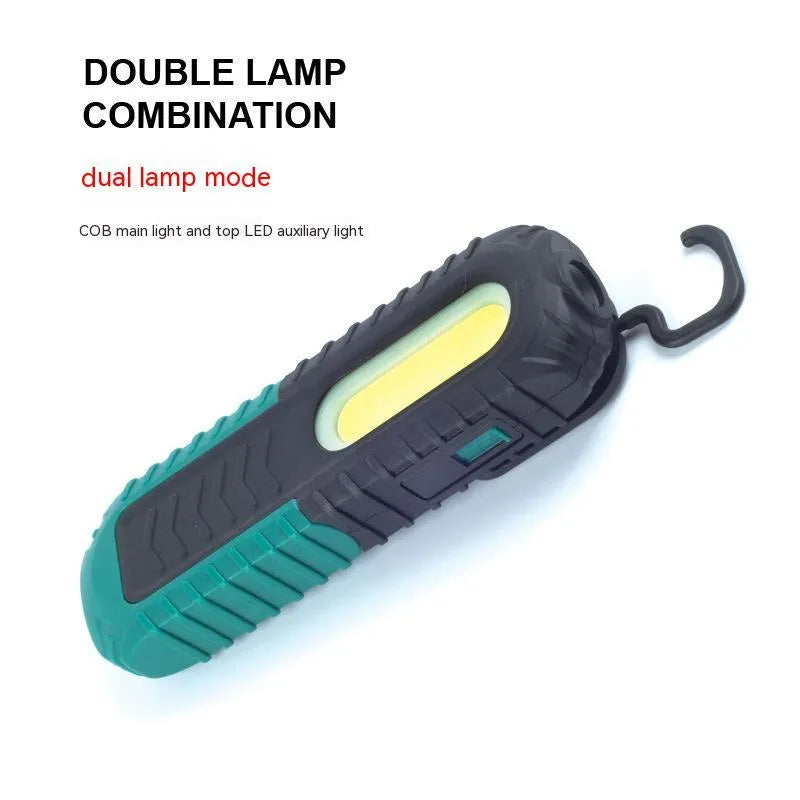 Black and green USB rechargeable auto repair work light with ABS plastic PET coating