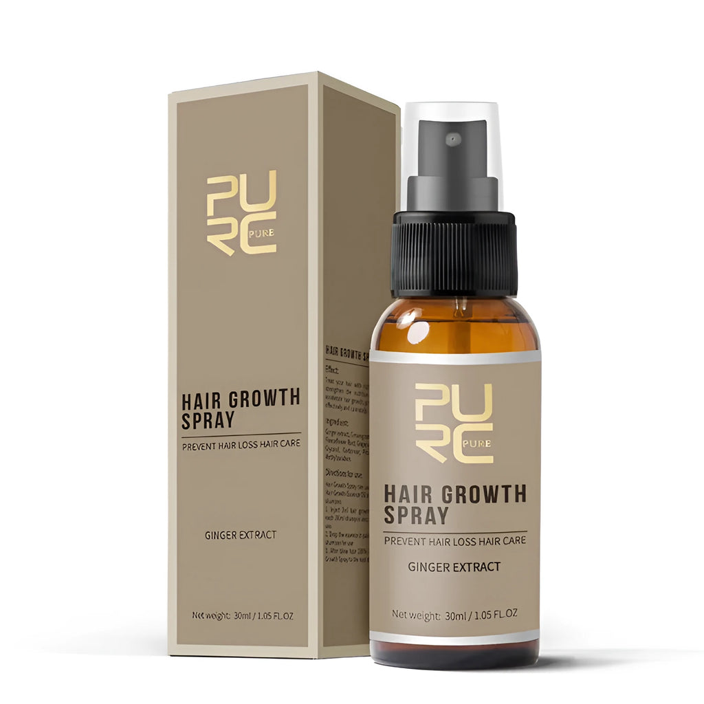 30ml hair growth spray bottle with ginger ginseng polygonum and grape seed oil for scalp and hair roots