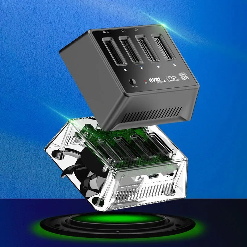 M.2 dual protocol SSD base with aluminium alloy construction showing dimensions