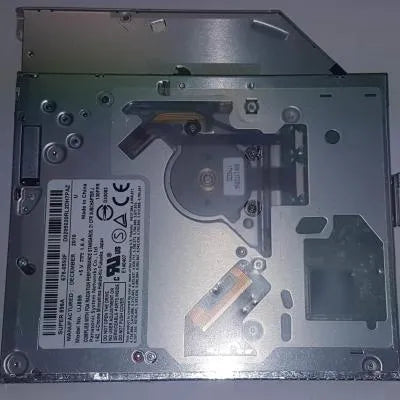 Silver MacBook Pro 13 optical drive replacement with SATA connector and UJ8A8 specification marking