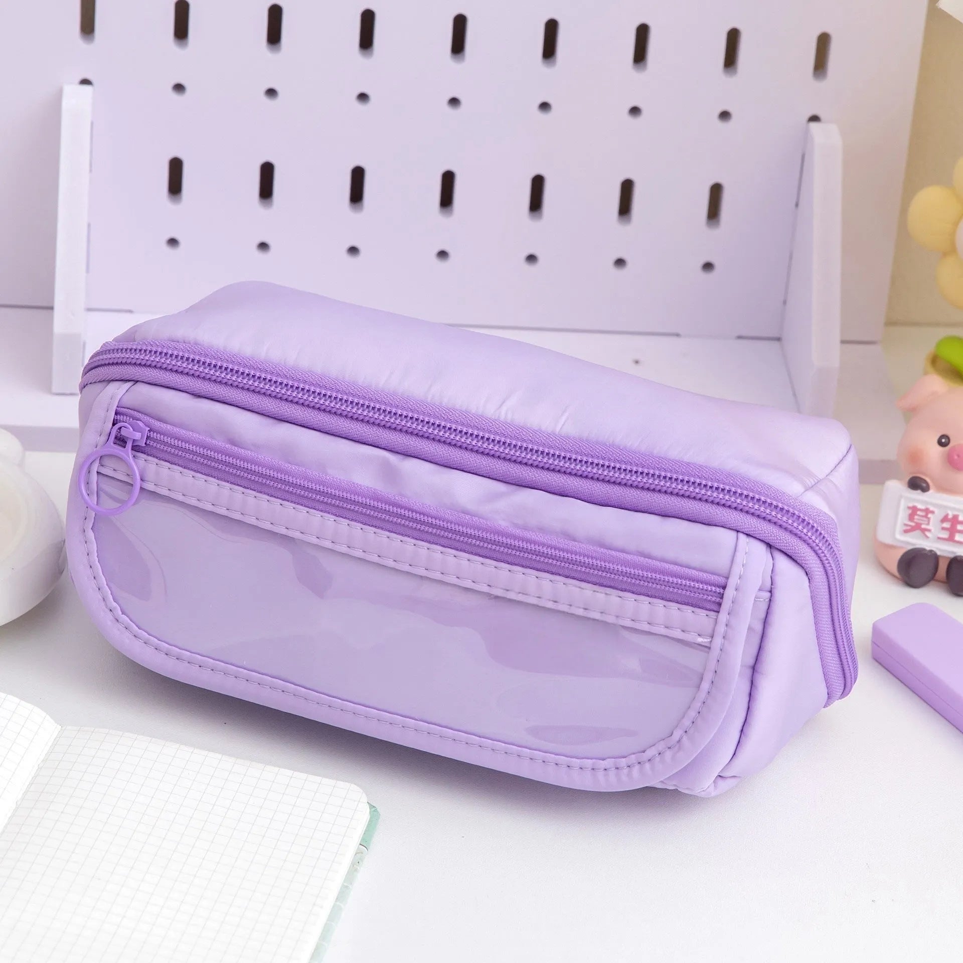 Korean style canvas pencil case with ten-layer flip design in multiple colour options