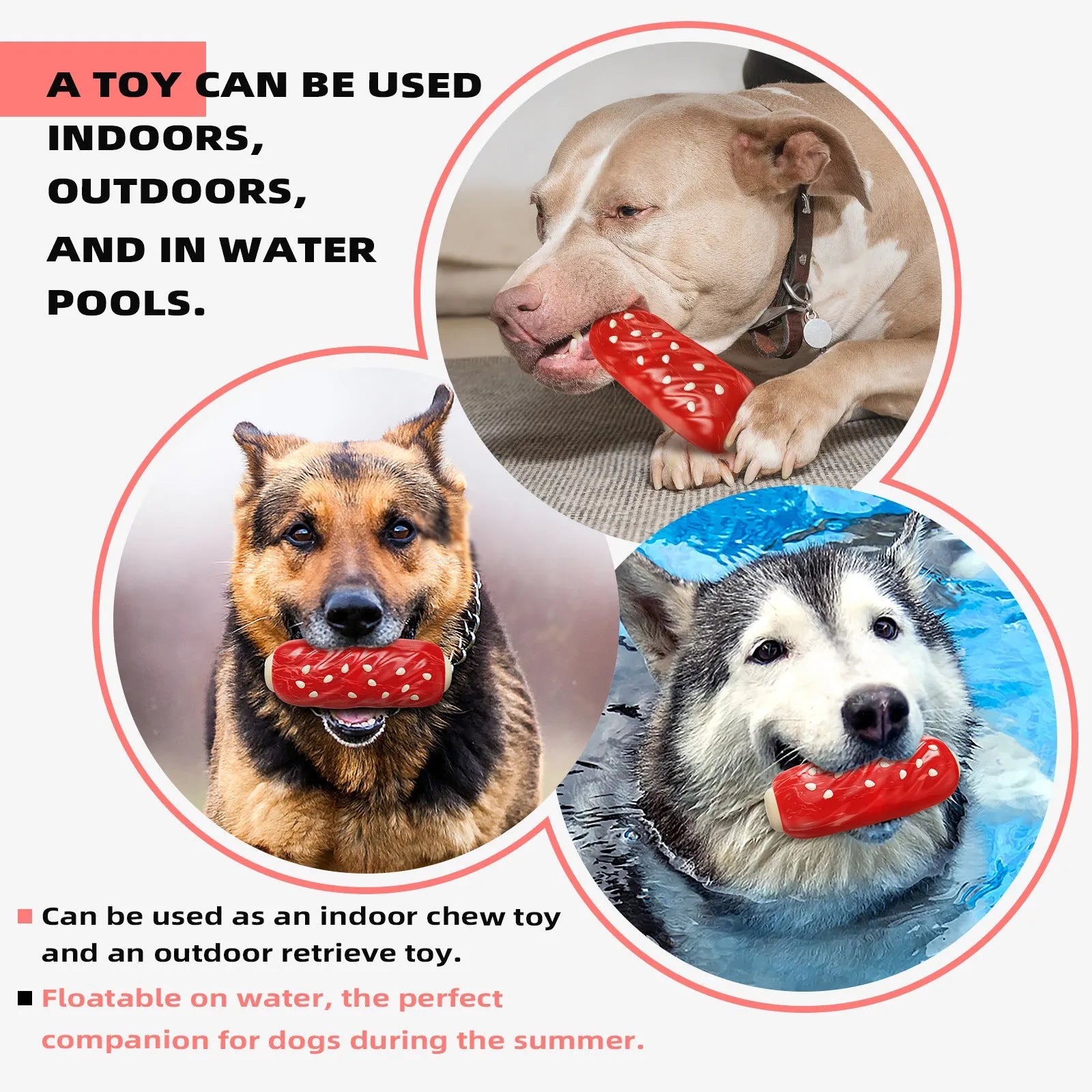 Glue Toothbrush brand plastic molar chew rod dog toy in a primary colour.