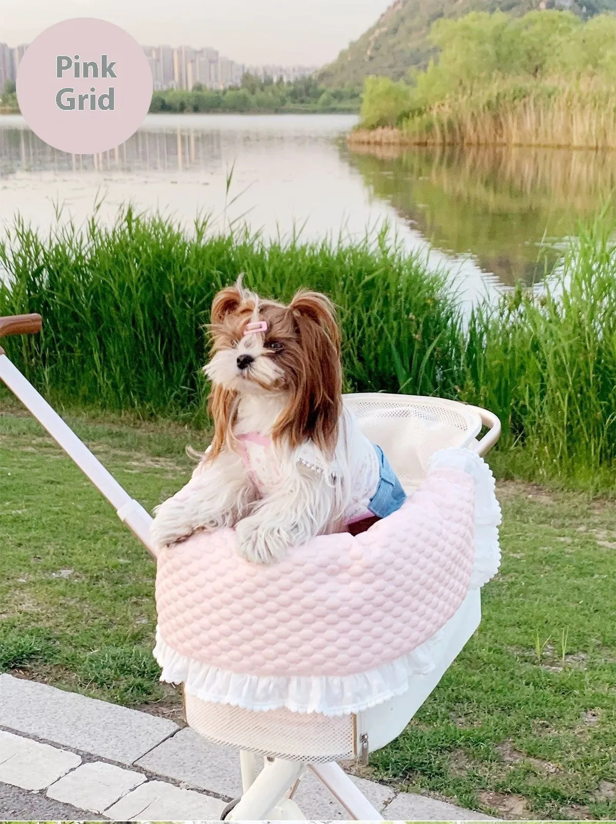 Pet stroller three-piece accessory set with anti-dirty towel, cushion and pillow in pure cotton