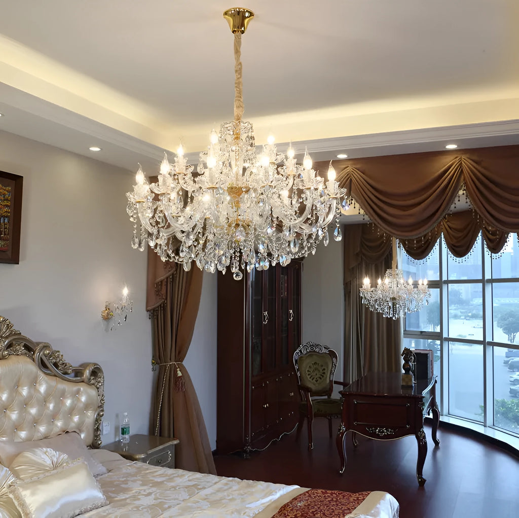 Crystal chandelier ceiling light with glass body, LED lamps, 1100 x 700 mm, adjustable 0.6 m height