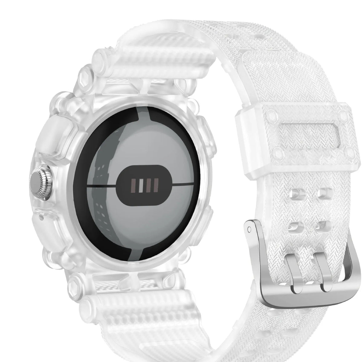 Google Watch integrated silicone replacement strap in sports style, available in seven colours for Watch 1 and 2