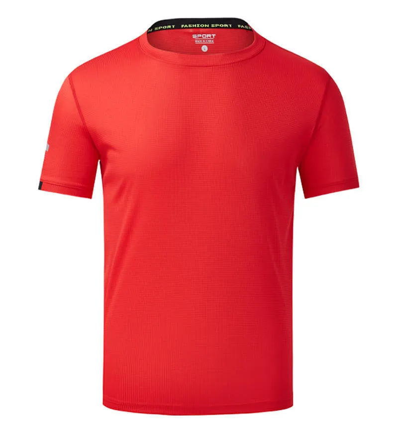 Men's quick-drying ice silk sport shirt in solid colour with short sleeves