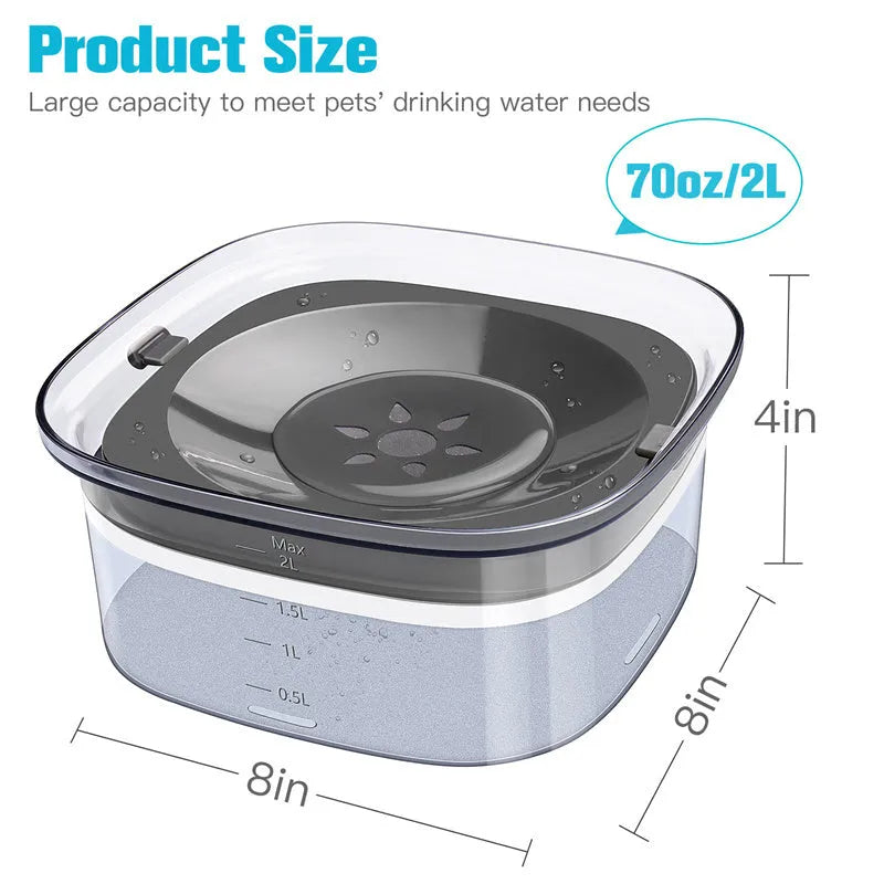 Transparent large dog water bowl with floating disc showing visible water level