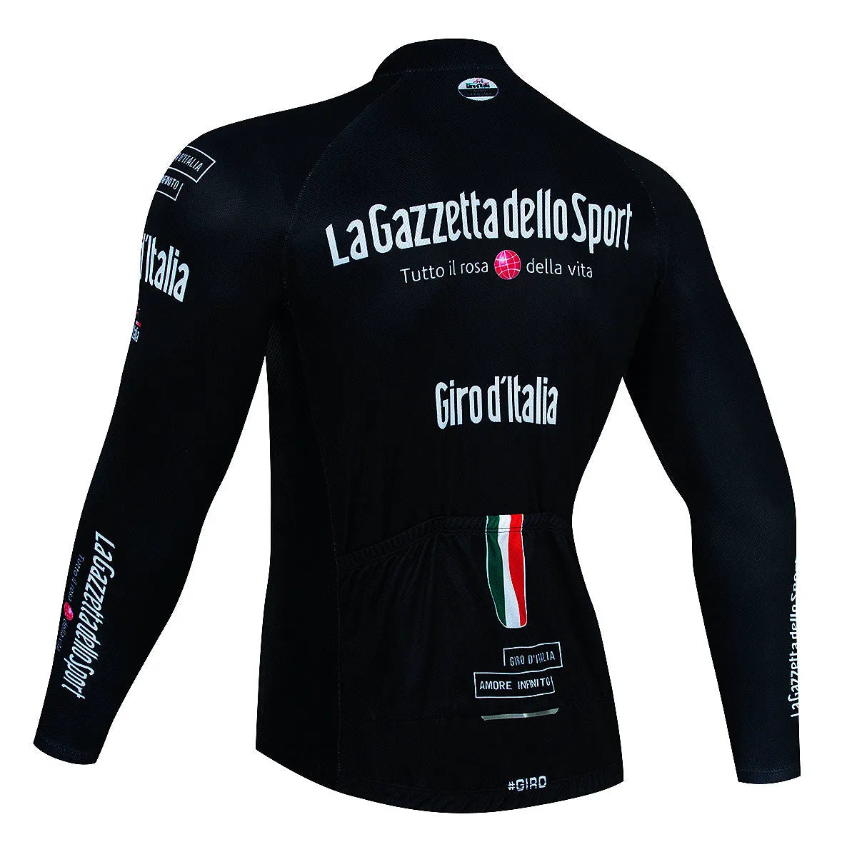 Men's long sleeve cycling top in a patterned colour, showing the breathable fabric and fit for biking.