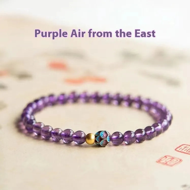 Chinese student style bracelet with purple lotus design on mixed materials