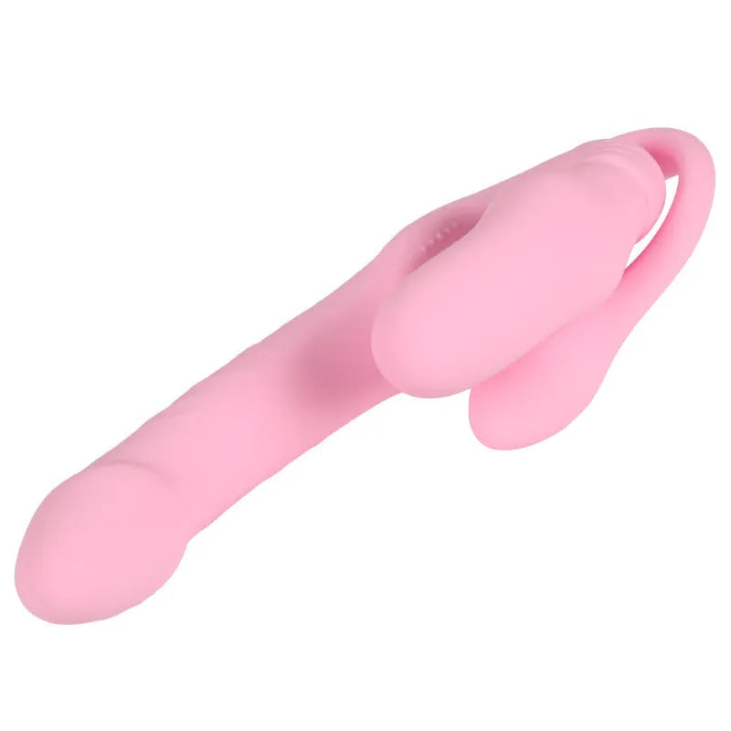 Pink three-shock double-headed dragon silicone dildo with remote control for women's wearable use