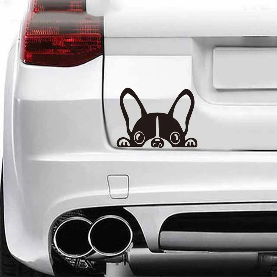 French bulldog car sticker reflective vinyl 15cm x 10cm black silhouette on white background