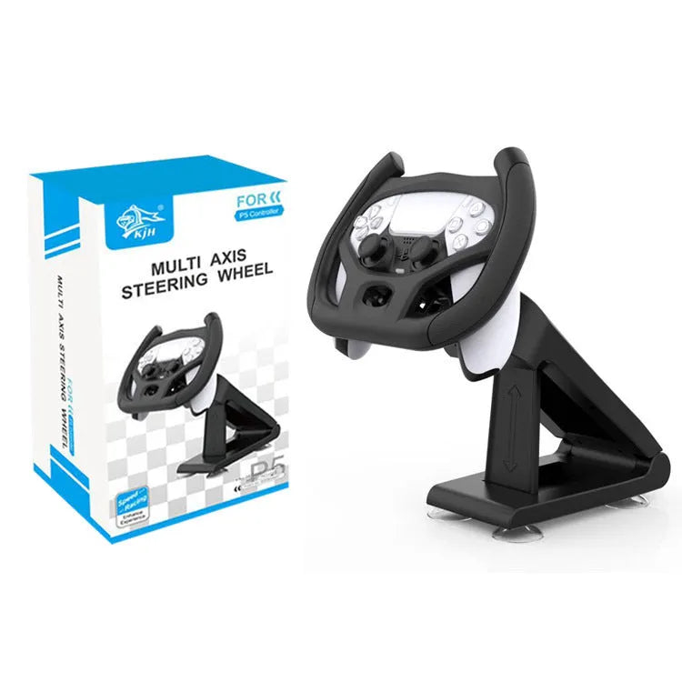 Black PS5 controller steering wheel bracket, ABS racing game accessory, 13.2 x 10.3 x 23.2cm, 375g