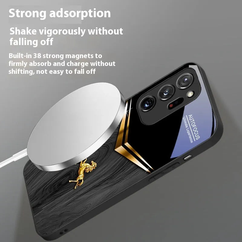 Metal magnetic phone case for Samsung S21 Ultra in black with spraying finish
