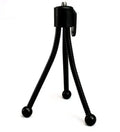 Compact aluminium mini tripod with ball head, shown contracted to 110mm height next to a smartphone.