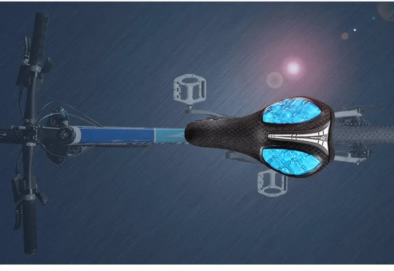 Bicycle gel saddle cover with liquid silicon gel, Leica material, glitter, 28 x 17 x 4 cm, non-slip lining and adjustable drawcord