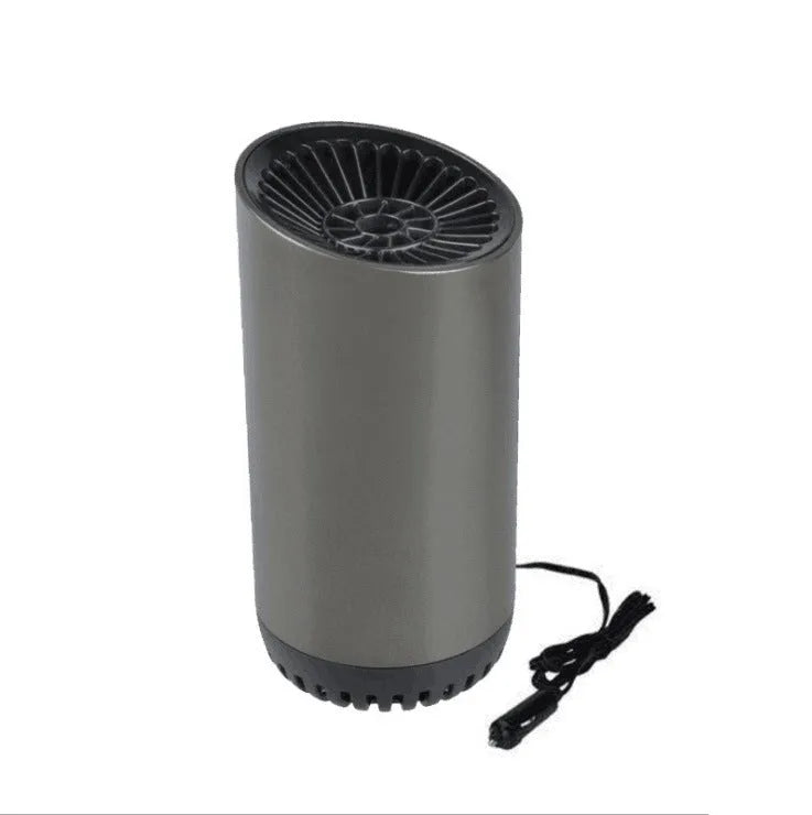 12V 150W car heater with suction cup bracket for windshield defogging and defrosting, black and grey