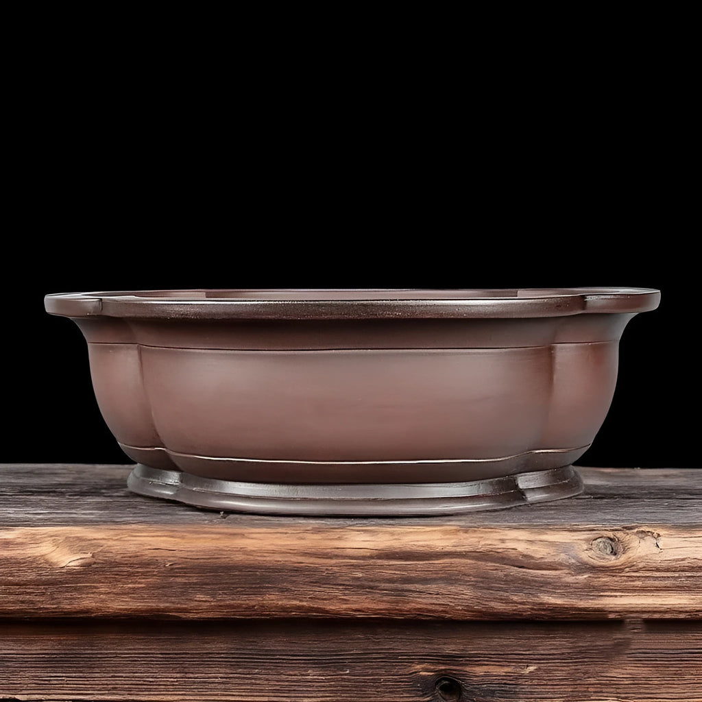 Handmade Chinese antique crabapple-shaped purple clay flowerpot