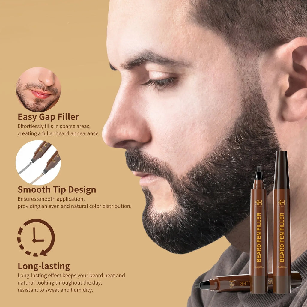 Men's eyebrow pencil for beard and hairline filling in black and dark brown sweatproof waterproof shades
