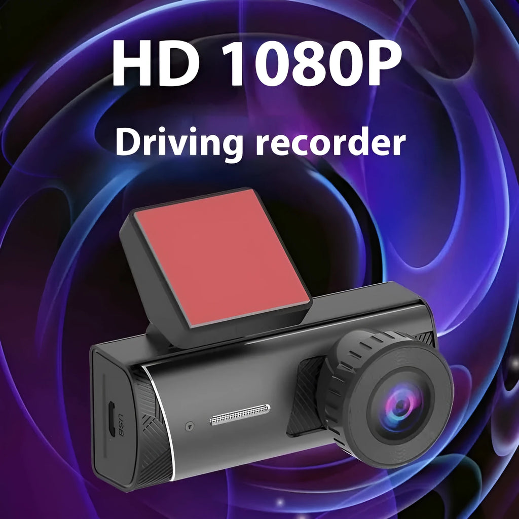 Black Wi-Fi dashcam with wide-angle lens for car installation and mobile playback
