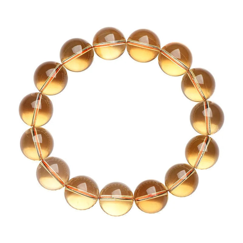 Natural citrine scattered beads ball bracelet showing polished beads in 7A and 6A colour grades.