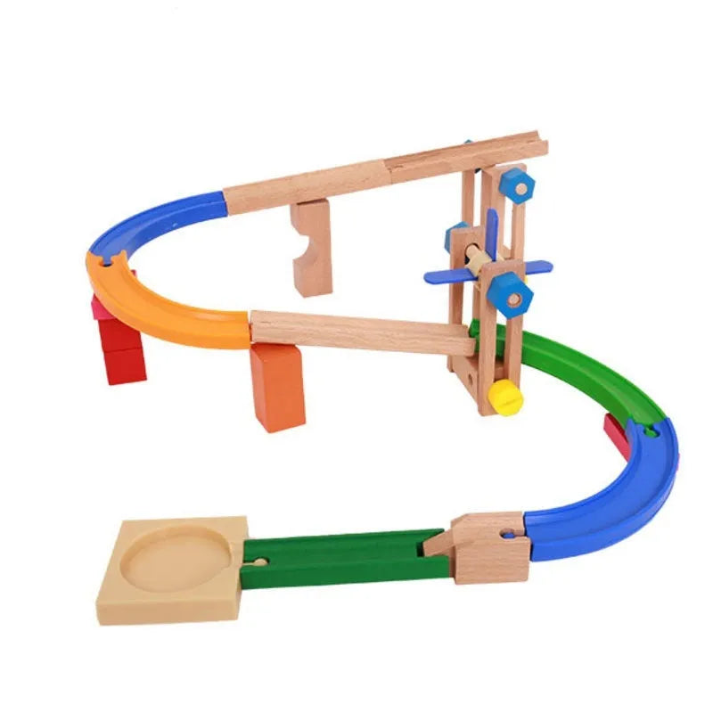 Wooden track building blocks set for children aged 4-6 years old, educational toy in colour Toy