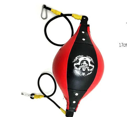 Black and red diamond pattern PU boxing speed ball with inflator and needle for Muay Thai training