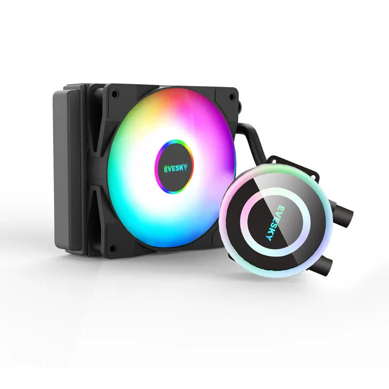 CPU radiator with RGB lighting and aluminium construction for gaming PC cooling