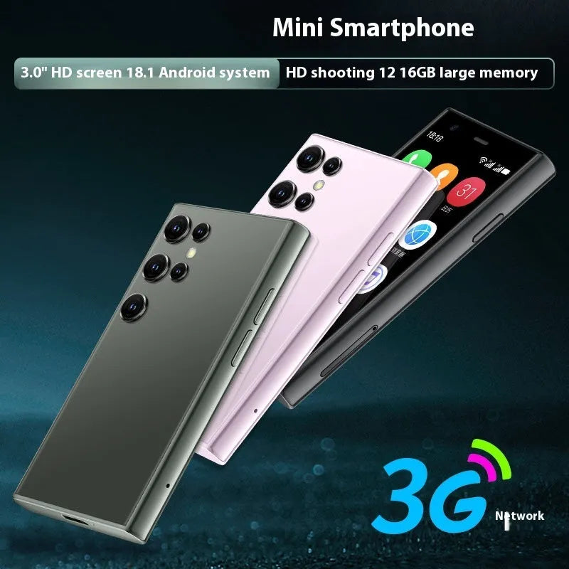 S23PRO XS15 mini smartphone with 30cm screen in black, green, or pink purple colour options