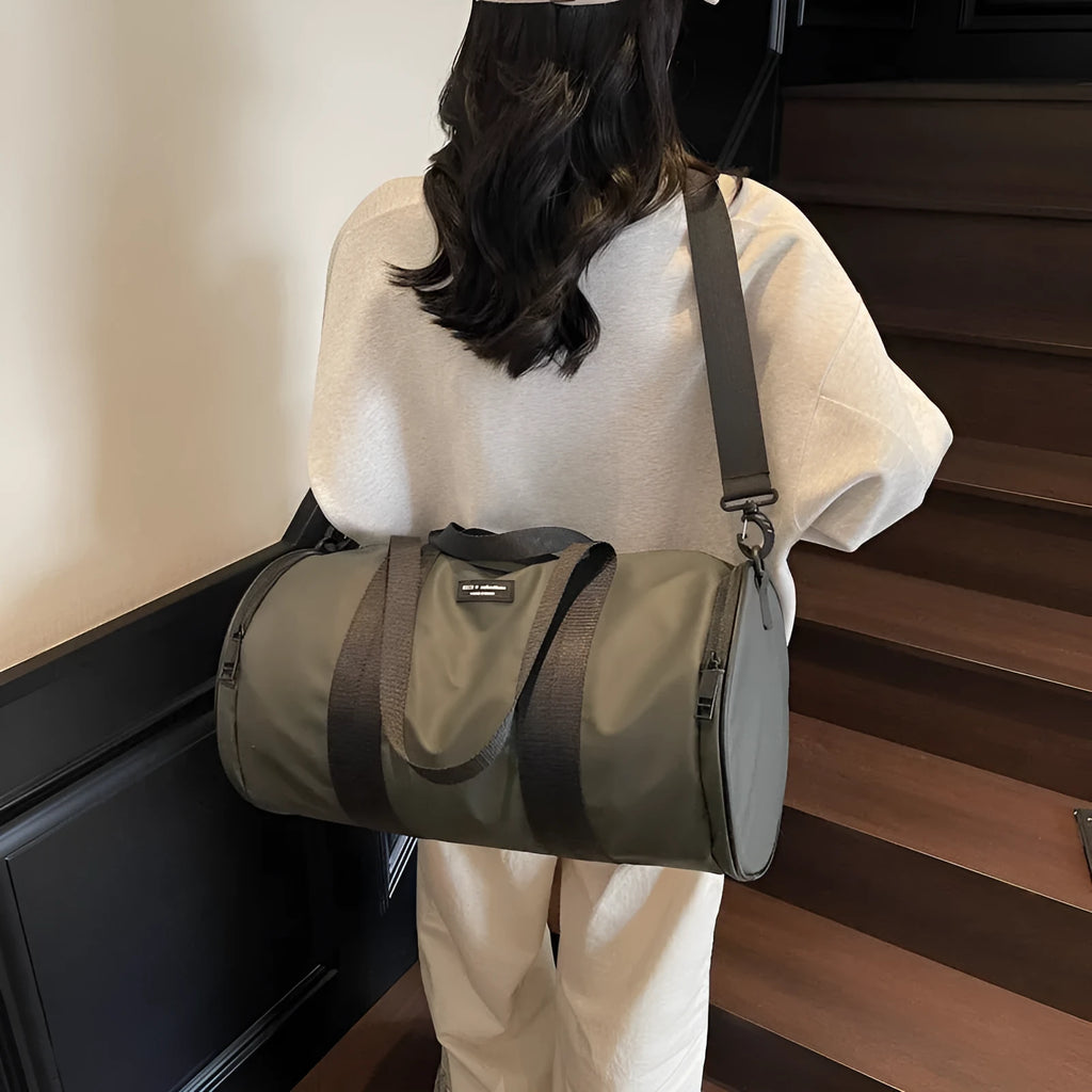 Oxford cloth waterproof sports handbag in black dark gold and dark grey colours for men and women