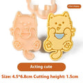 Plastic cartoon biscuit mould showing three-dimensional pet puppy designs including one with a birthday hat