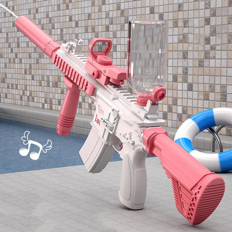 Blue automatic electric water gun with USB charging port and continuous firing function for outdoor water play
