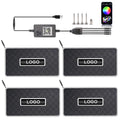 LED car foot mat light with RGB colour, diamond pattern, on car footwell floor