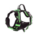 Adjustable Oxford cloth dog chest strap harness in multiple colours on a grey background.