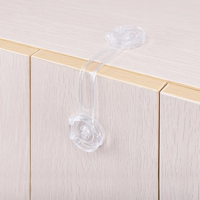 Transparent child safety lock anti-clamp hand 3.8x15.3 cm for cabinet protection