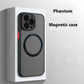 Phantom frosted magnetic phone case in Phantom Magnetic Black for Apple iPhone, hard PC anti-fall cover with matte finish.