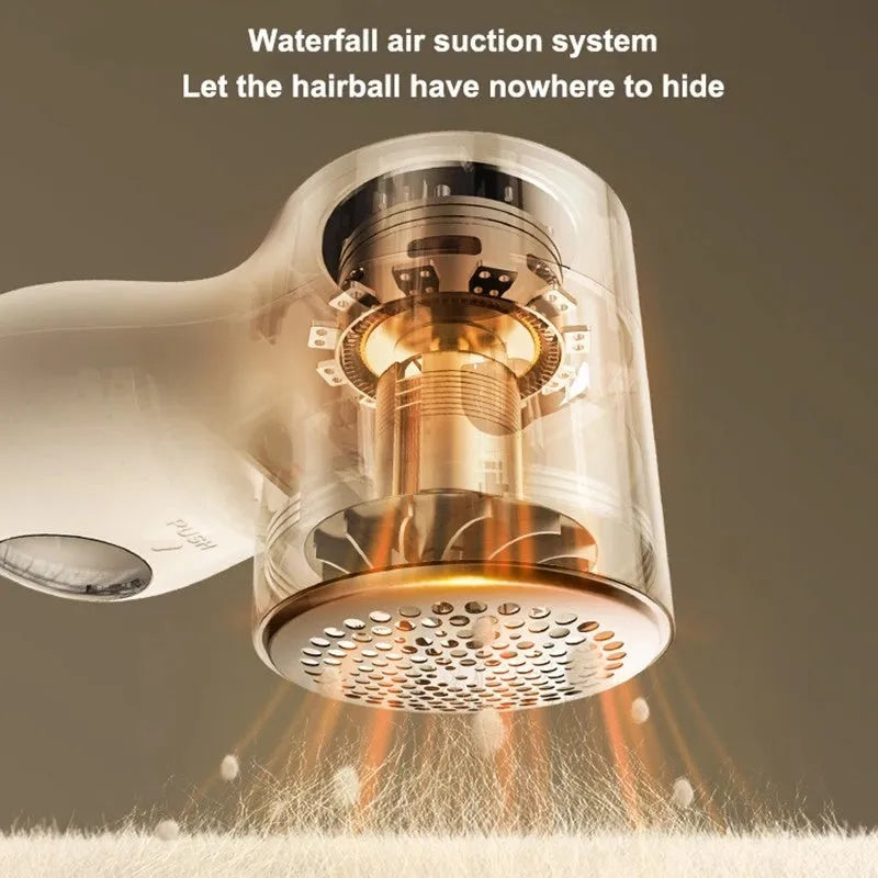 White electric lint remover with digital display and USB charging port