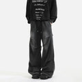 Men's straight loose cotton sweatpants with pleated design, elastic waist, in black and gray, sizes S-XXXL